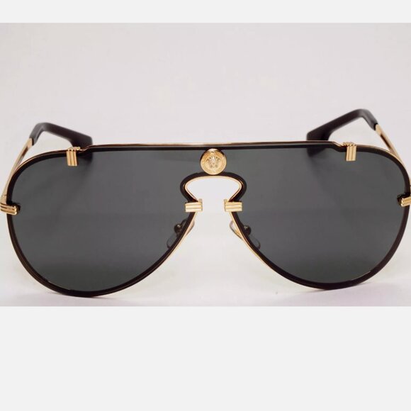Versace Gold Pilot Medusa Shield Sunglasses - Picture 2 of 9